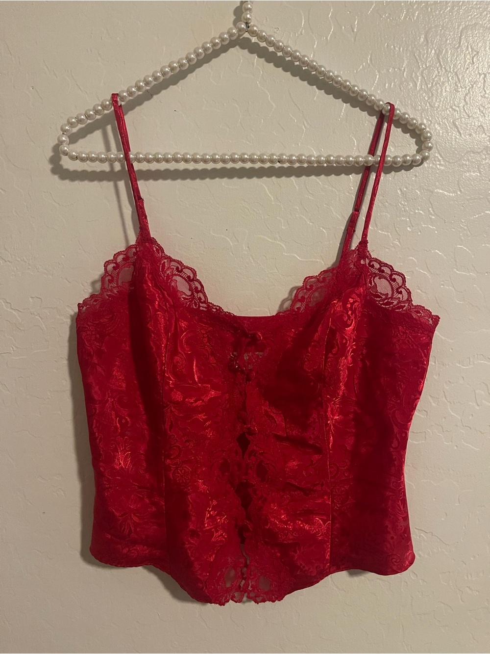 Victoria's Secret gold label vintage Red Satin Lace Camisole